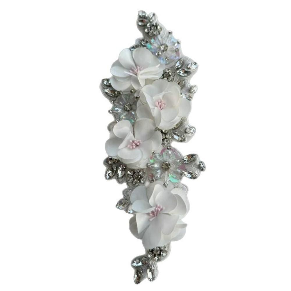 Rhinestone Beaded Bead Lace Applique 3D Crystal Sparkling Glass Bead Rope Embroidery Patch DIY Handsewn Sew-on Crystal Applique