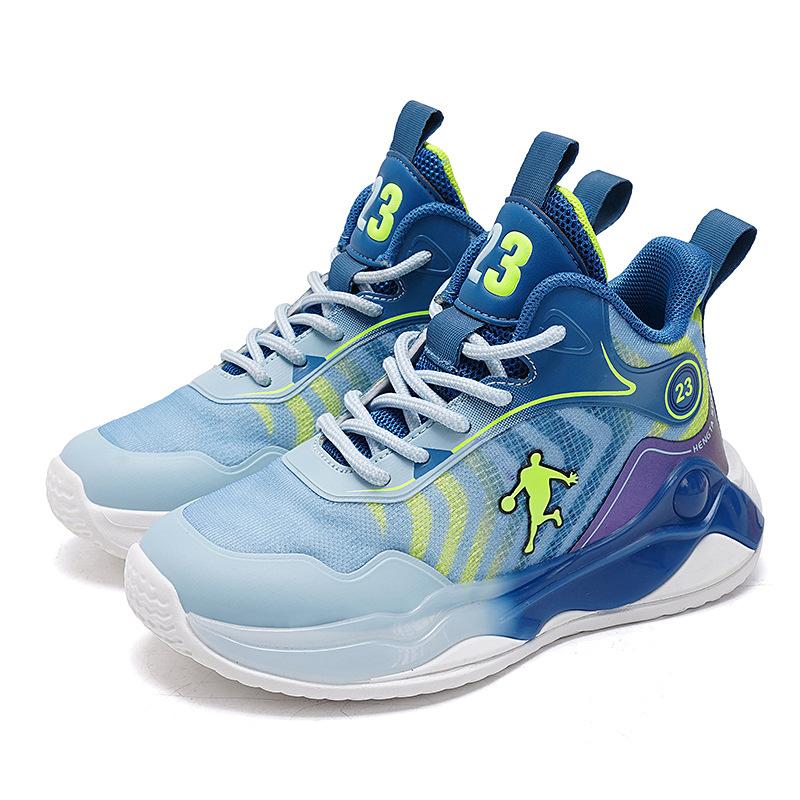 Middle-aged and Older Children and Boys Squeak Professional Combat Breathable Training Shoes Children's Physical Basketball Shoes Sports Shoes Ring