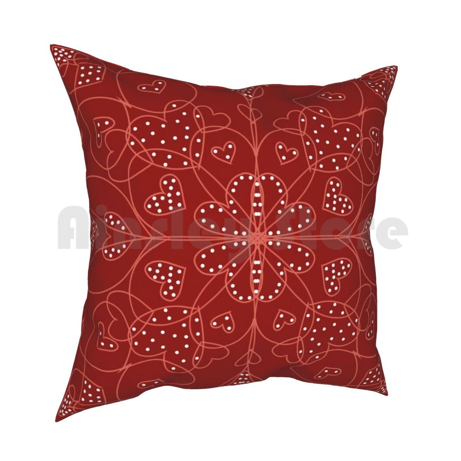 Hidden Hearts Pillow Case Printed Home Soft Throw Pillow Patterna Designs Hearts Valentines Red Love Holidays 30x30cm 12x12in