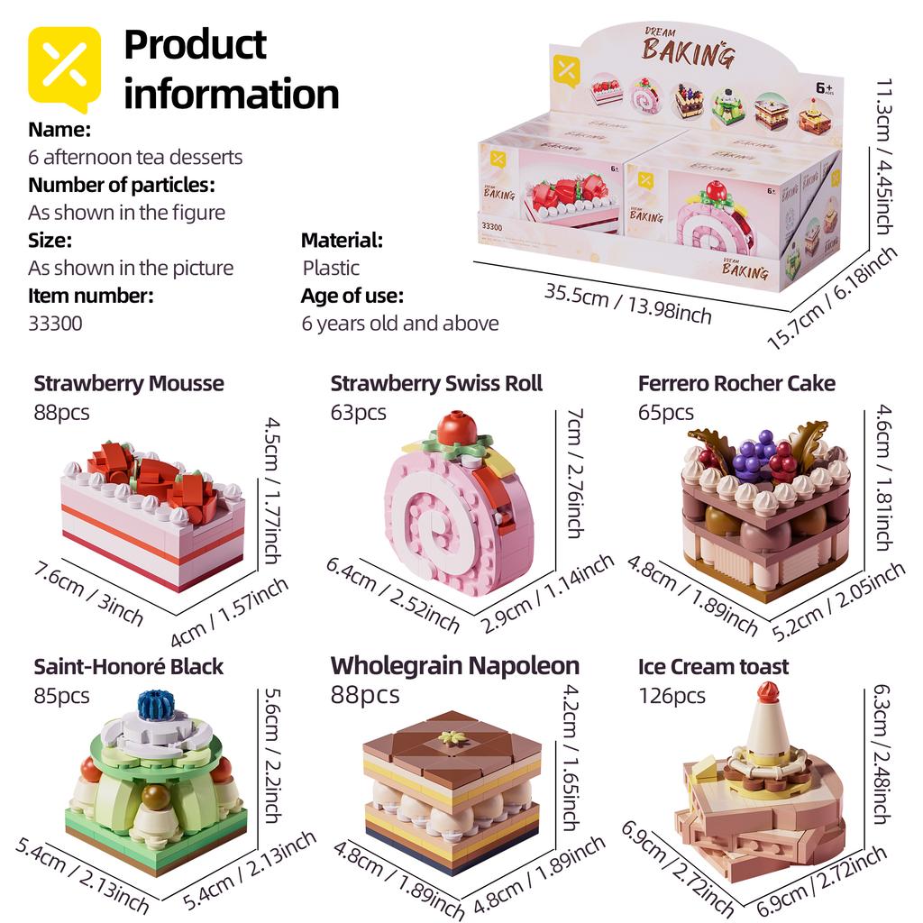 ToylinX Cake Blocks Toys 12 Types Plastic Cute Dessert Toys Model Building Blocks Girls Birthday Gift For Boys Girls and Friends