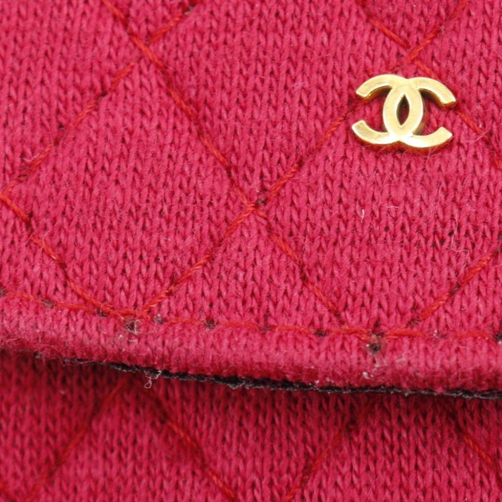 CHANEL Chain pouch Pouch micro Red cotton Women Used