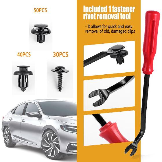 Xislet 120Pcs 10Mm Bumper Fender Clips 91503-SZ3-003 With Splash Shield Screws 90114-SE0-000 Compatible With Honda Acura Accord Civic Plastic Rivet