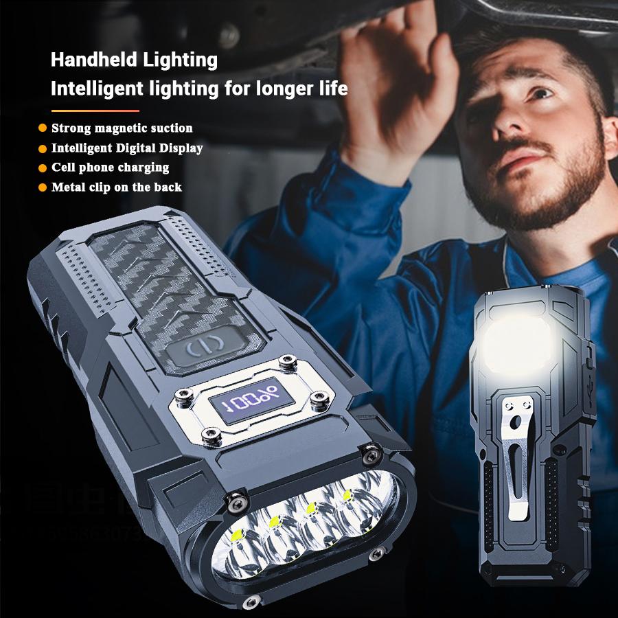 Multifunctional Powerful LED Flashlight Portable Ultra Bright Torch USB Rechargeable Outdoor Emergency Camping Power Bank