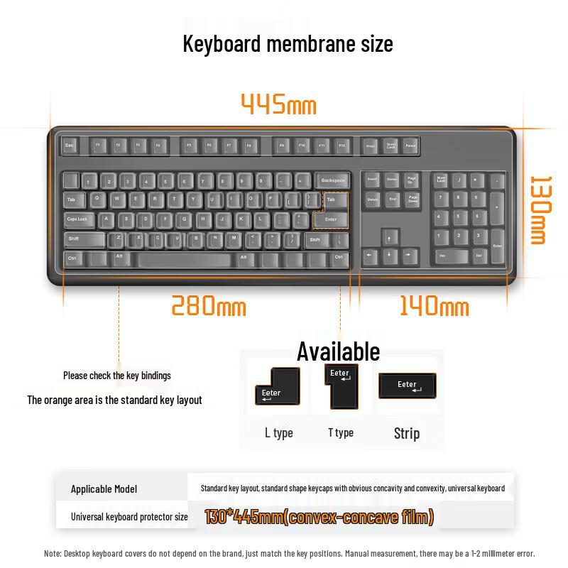 Universal Embossed High-Transparency Keyboard Protector Film