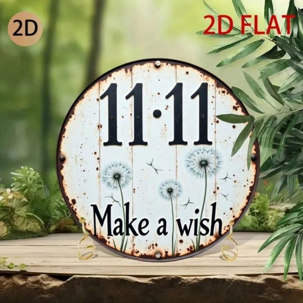 Vintage Round Metal Dandelion Sign for Garden and Home Decor