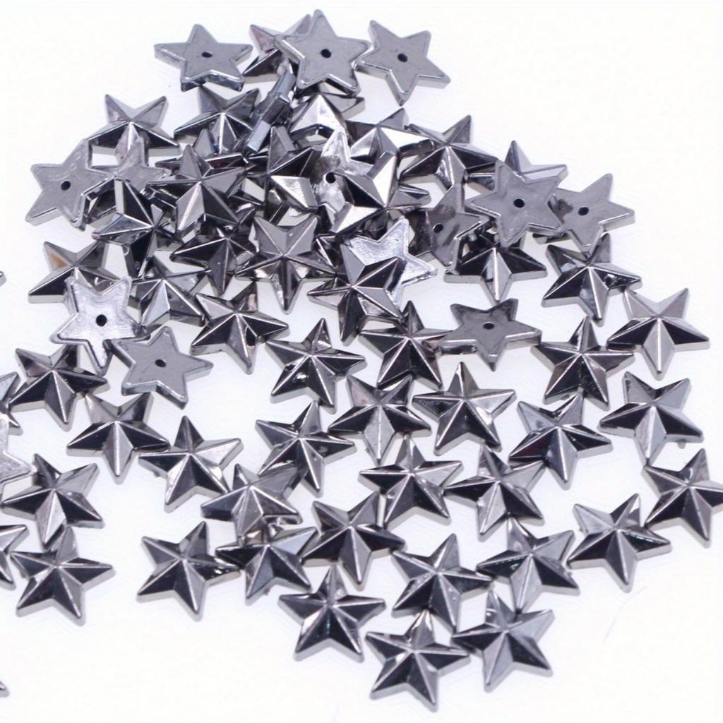 100 Acrylic Diamond Flat Bottom Gold and Silver Five-pointed Star DIY Production of Decorative Clothing Accessories Accessories