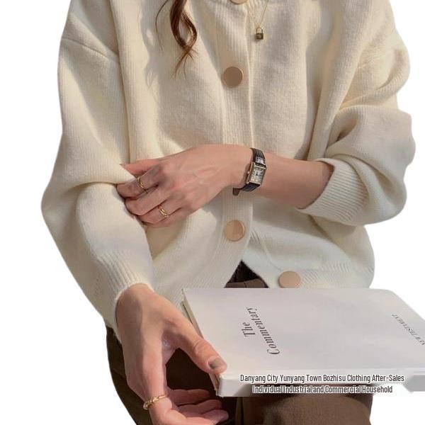 2025 Autumn Women's Retro Knit Cardigan - Buttoned, Loose-Fit Sweater