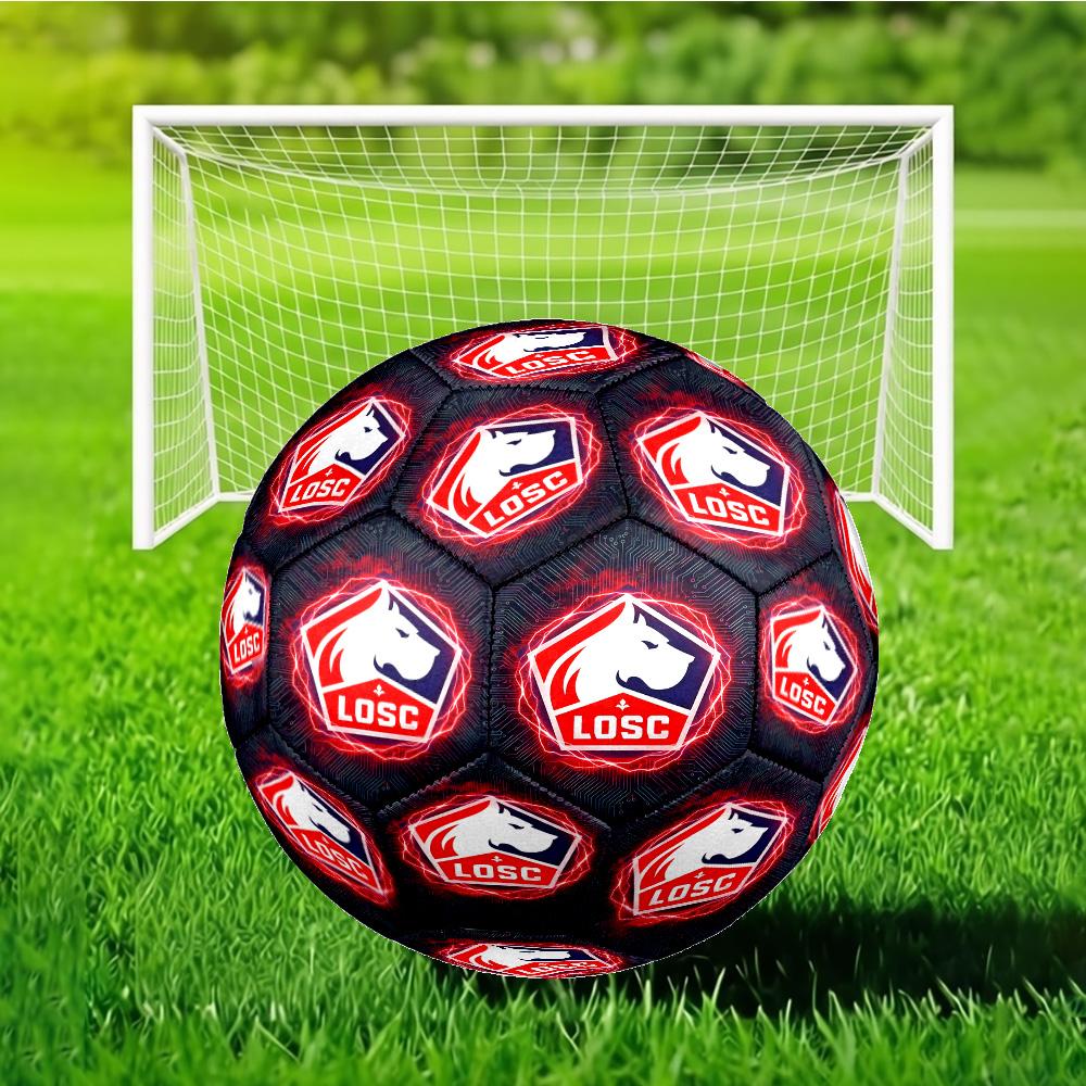 Lyon Football Club Emblem Soccer Ball Size 5 Soccer Ball, Machine-stitched, Soft and Comfortable, Suitable for Training and Matches Fan Gift