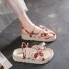 Strawberry Cute Slippers Female Summer Wear Fairy Style Bow Thick Sole Two Wear Sandals Cool Slippers Comfortable