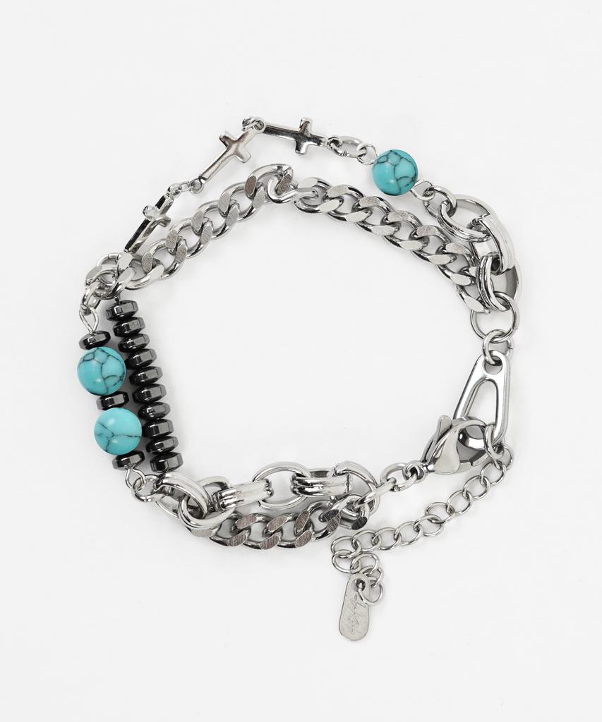 Acha Surgical Steel Chain & Beads Mix Bracelet _ Blue