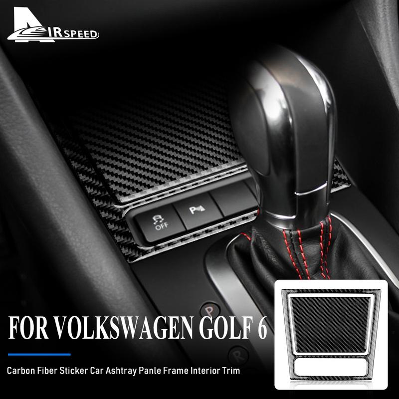 Real Soft Carbon Fiber Sticker for Volkswagen VW Golf 6 GTI R 2008 2009 2010 2011 2012 2013 Car Ashtray Panle Frame Accessories