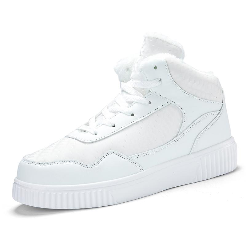 Winter Warm White Black Leather Men Casual Shoes Women High Tops Flats Leisure Shoes Sporte Skateboard Shoes Chaussure Homme