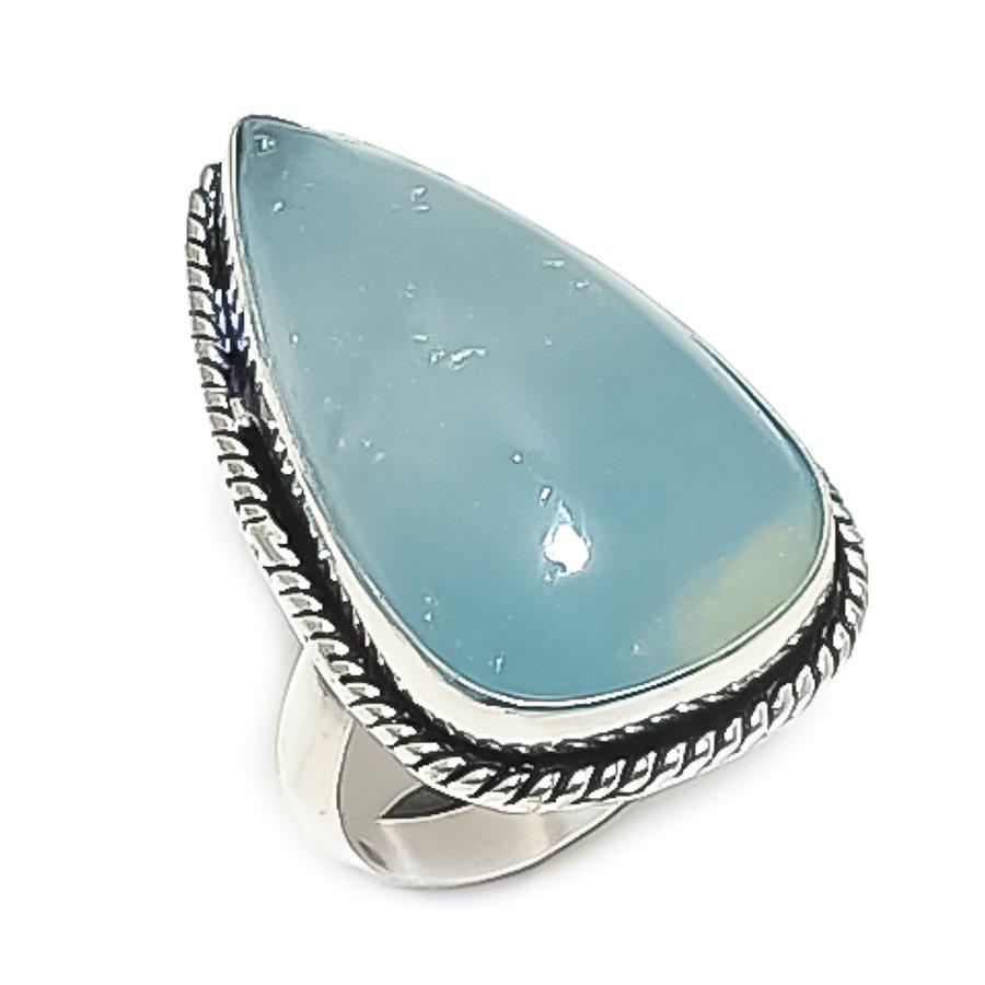 

Натуральный аквамарин драгоценный камень 925 стерлинговое серебро ювелирное кольцо размер 9 a0D46