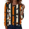 Women's Casual Long Sleeve Halloween Print Round Neck Top