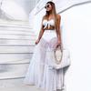 Y2K Korean Style Fashion Floor-Length Long Skirt Summer A-Line Mesh See Through Polka Dot Skirt Women High Waist Lace Maxi Skirt