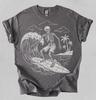 Vintage Surf Skeleton Shirt, Aesthetic Beach Skull Graphic, Summer Surfboard T-shirt, Ocean Explorer Skeleton, Unique Skeleton Gift for Him