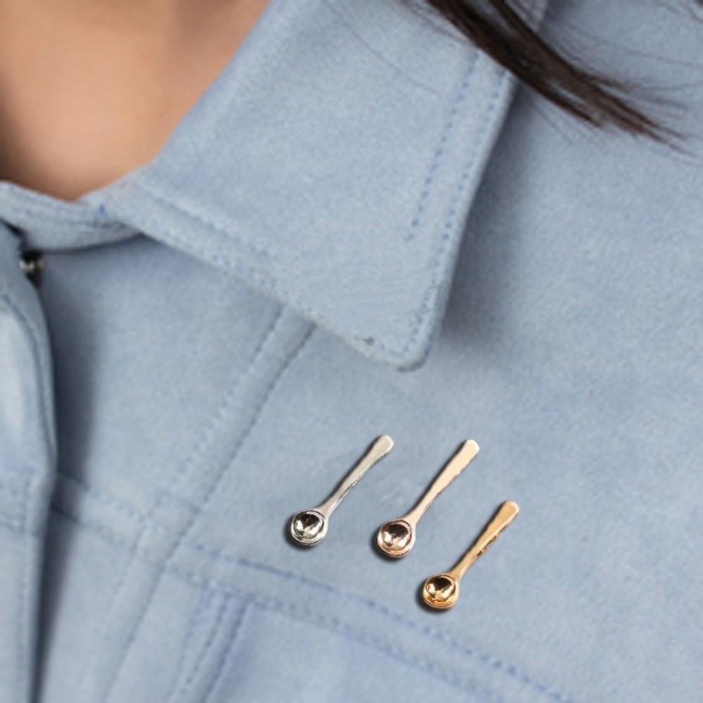 Cute Design Coffee Spoon Lapel Pins Small Size Metal Badges Fashion Spoon Brooch Denim Jackets