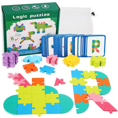 Kinder Logik Puzzle Tangram Spielzeug Montessori Denken Lernspiele Zuordnungs-Puzzle Denkspiel Buchstabe Tier Puzzle für Kind