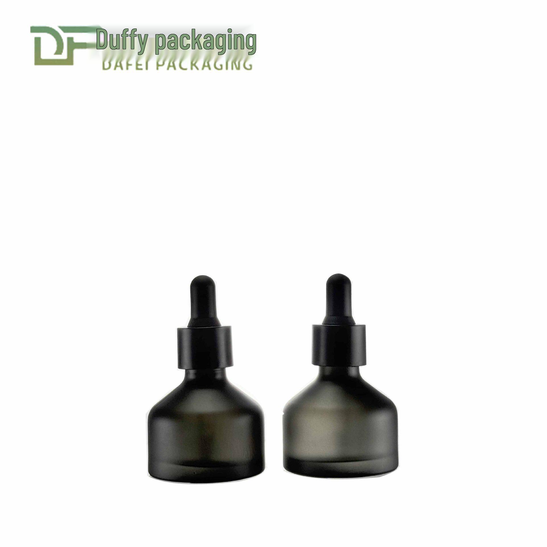 Gradient Black One-Shoulder 30ml Glass Essence Bottle for Skincare