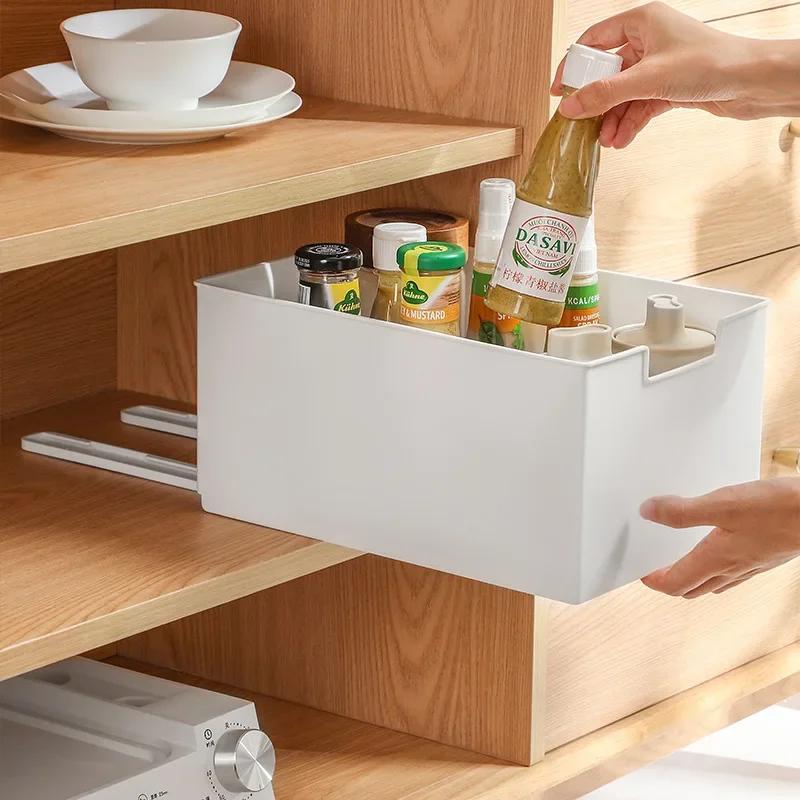 Japanese Household Multi-function Double Track Drawer Storage Box DIY Kitchen Bathroom Underwear Seasoning Sundries Organizer