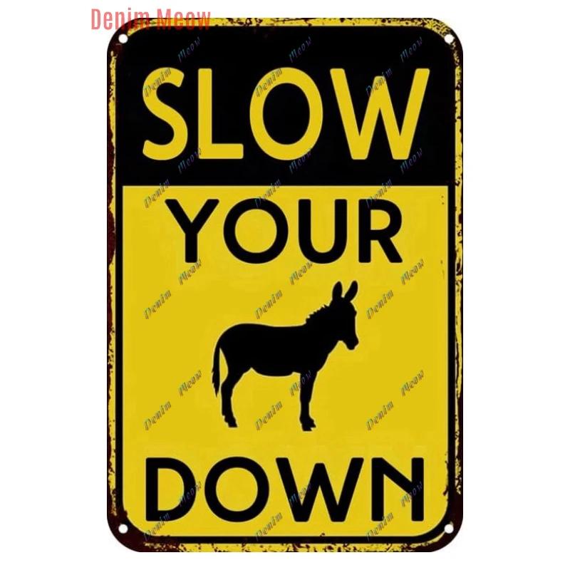 Vintage No Parking Metal Sign, Caution Metal Poster, Warning Slow Down Road Sign, Private Road, Home Decor, WY263