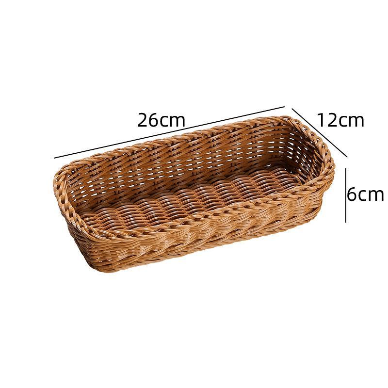 Imitation Rattan Storage Baskets Waterproof Woven For Kitchen Bathroom Desktop Snack Organizer