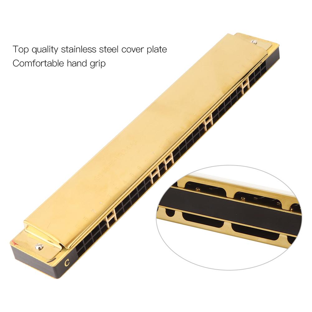 C Key Harmonica 28 Hole Wide Range Polyphony Type Stainless Steel ABS Material Mouth OrganGold