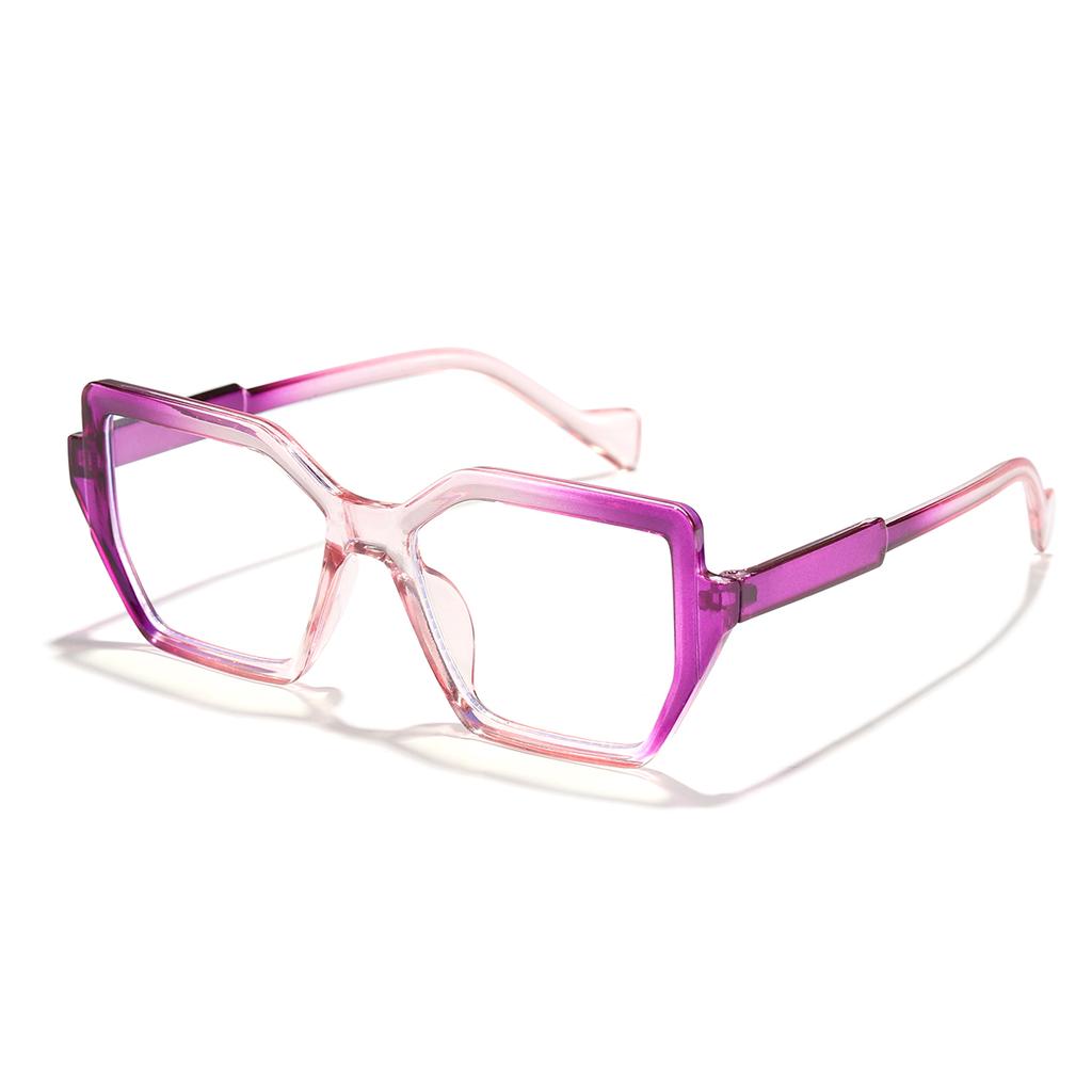 Vaneasel 1pc women's large frame trapezoidal gradient color trend fashion anti-blue light glasses daily reading frame glasses