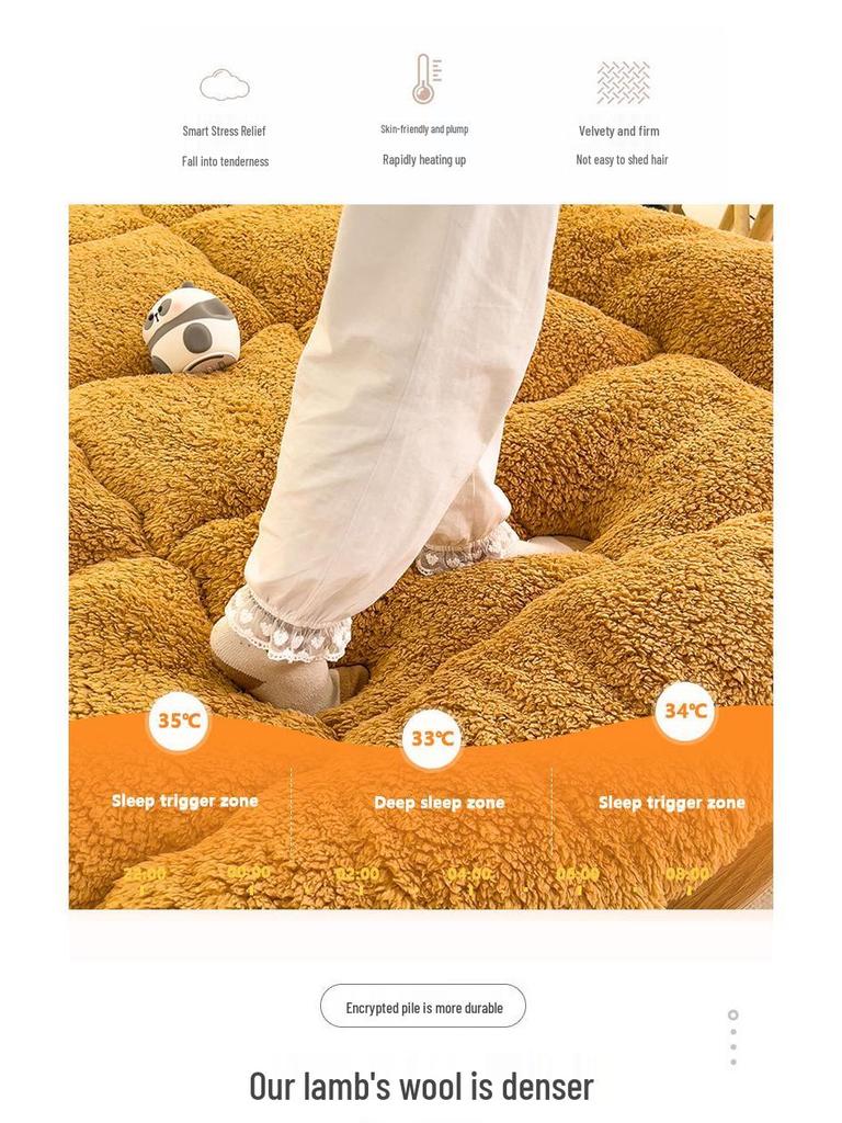 Thickened Lambswool Fleece Mattress Pad - Soft Winter Tatami Sponge for Dormitory Single Bed