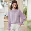 French Style Pleated Flare Sleeve Blouse