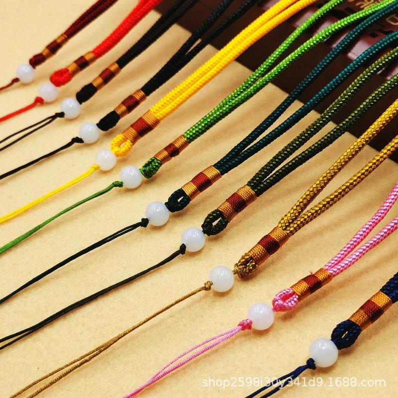 Hand-Woven Colorful Thread Pendant Rope with Jade Bead