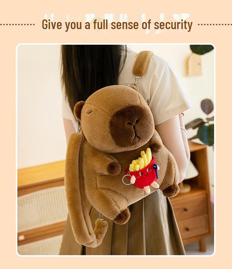 Cute Capybara Plush Doll Cartoon Backpack & Messenger Bag for Kids
