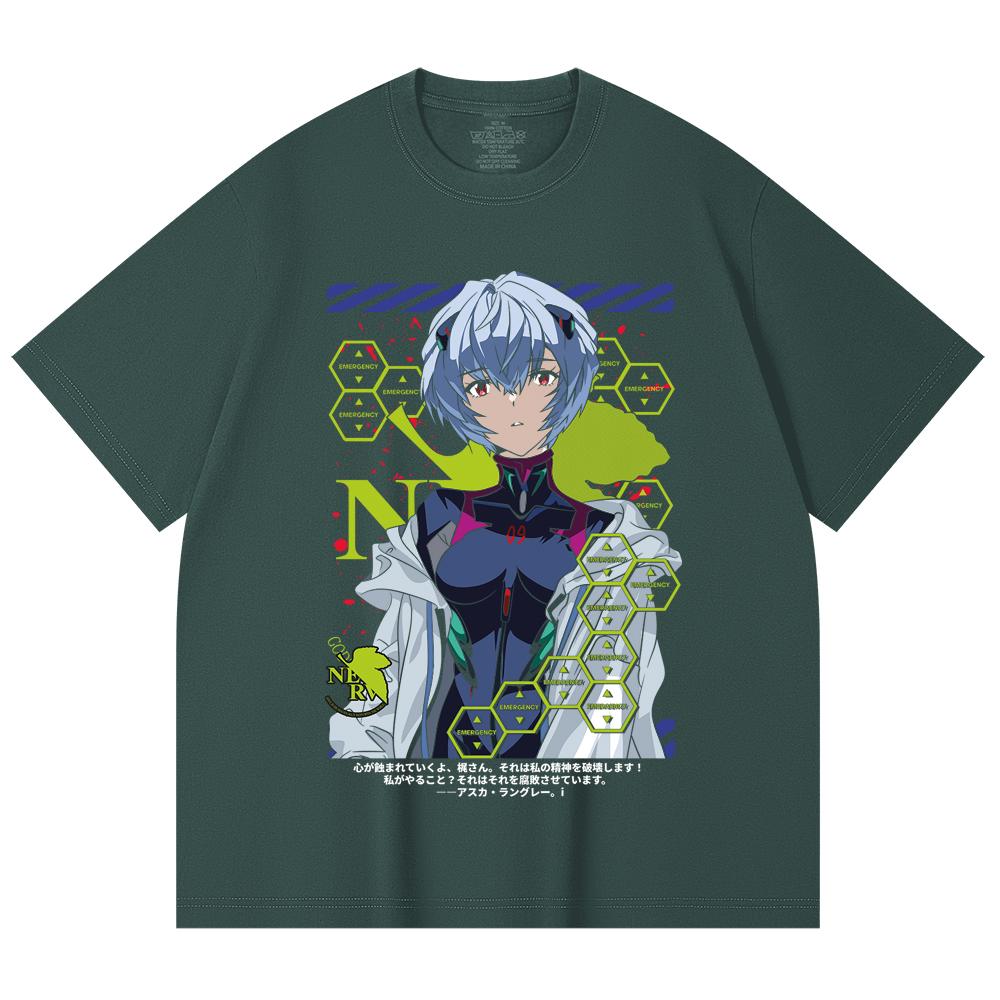 230 Gsm 100% Cotton Evangelion V6 Rei Print Unisex Heavy Cotton T Shirt