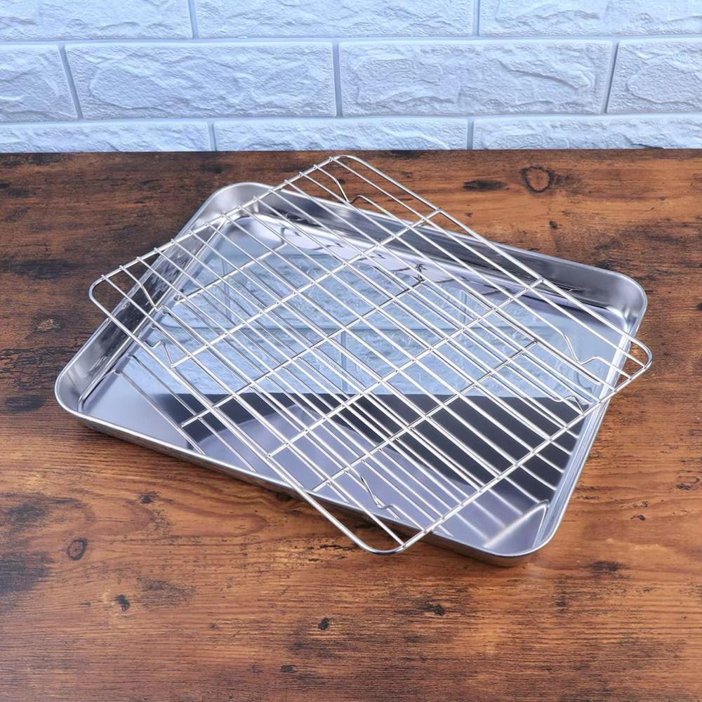 Food-Grade Baking Pan with Rack Removable Steaming Cooling Racks Food Cooling Tray BBQ Cooking