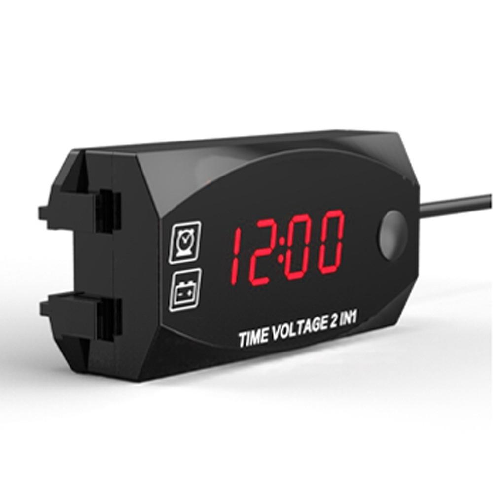 Vodotěsný motocyklový voltmetr elektronické hodiny teploměr pro LED displej
