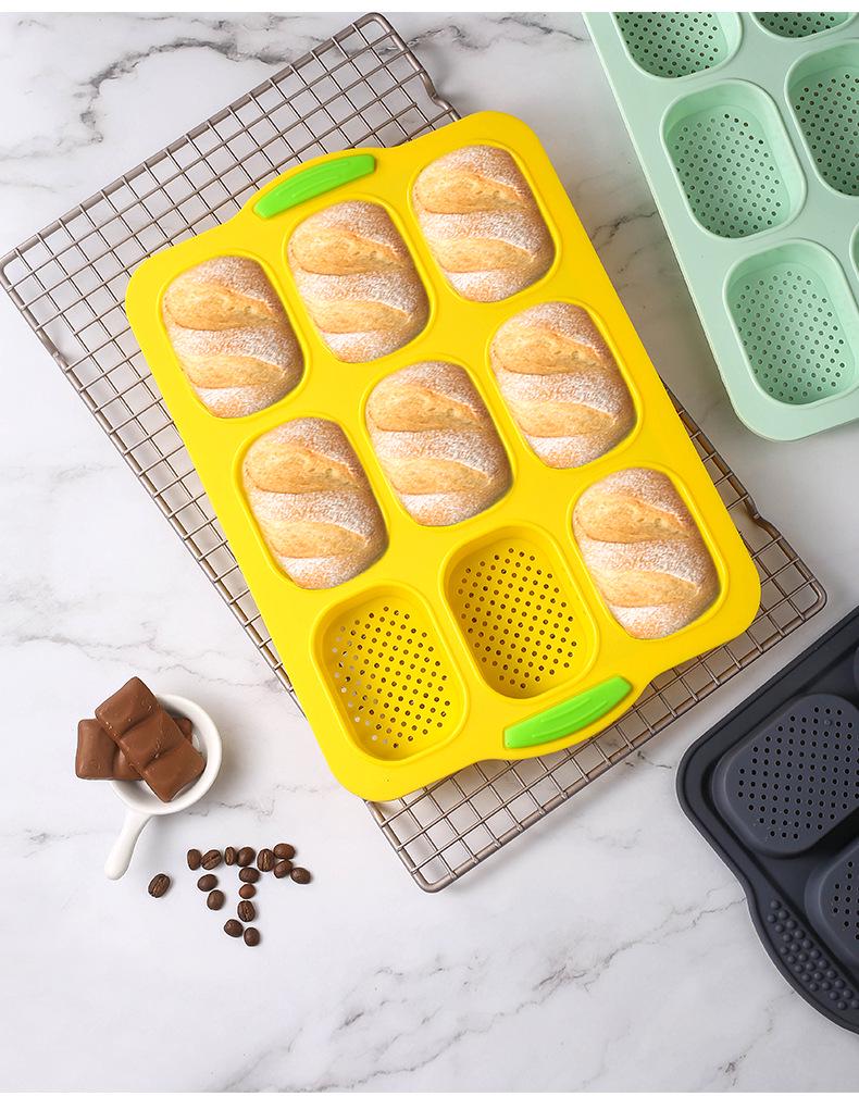 9-Cavity Non-Stick Silicone Oval Baguette Cake Mold for DIY Bread and Baking
