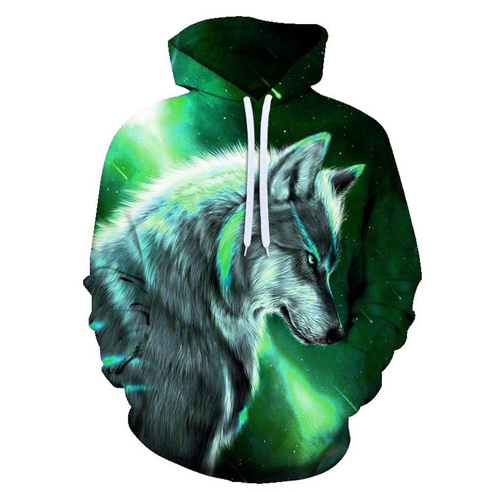 

Пуловер с волком, верхняя одежда для женщин и мужчин, толстовка с капюшоном для пар с 3D цифровой печатью, толстовка с капюшоном с длинными рукавами и свободными карманами, повседневные пуловеры 6XL