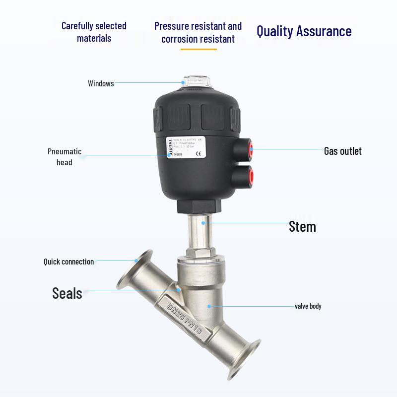 304 Stainless Steel Pneumatic Quick Connect Angle Seat Valve with Plastic Head