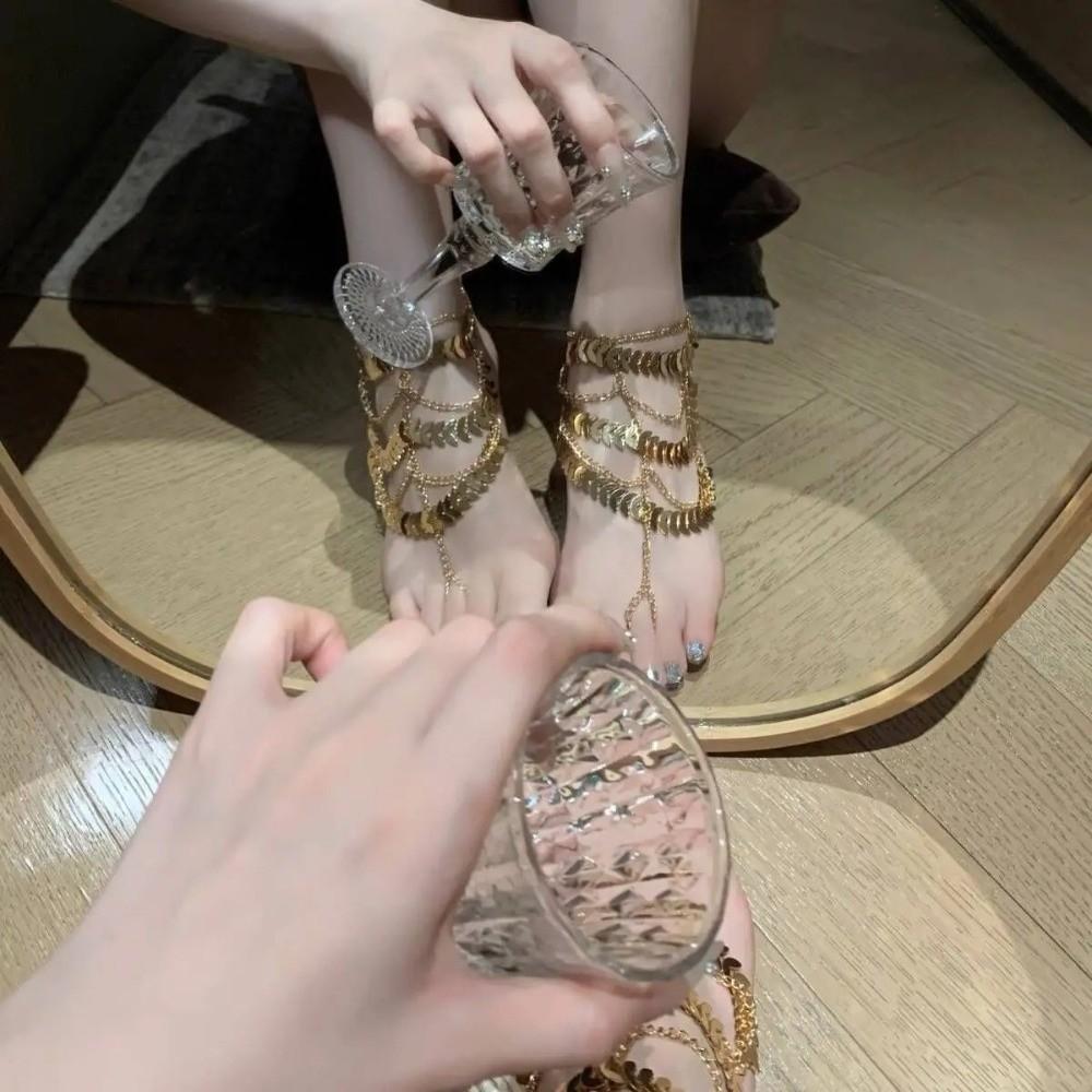 Chaîne de Pied Vintage Couleur Or Bracelets de Cheville Accessoires Femmes Bijoux de Pied Femme