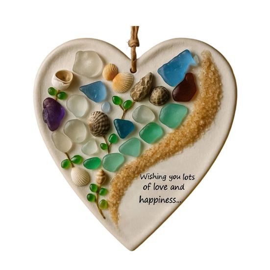 Vánoční ozdoba z mořského skla Ručně vyráběné umění z mořského skla Závěsná dekorace na vánoční stromek Oceánská tématika Suvenýr pro přátele