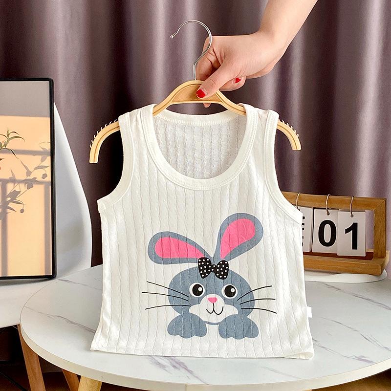 Children's Pure Cotton Vest Cartoon Girls' Summer Thin Suspender Boys' Pure Cotton Vest Baby Sleeveless Backing Vest