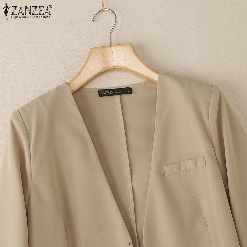 ZANZEA Cardigan casual pentru femei cu mânecă lungă și decolteu în V, culoare uni