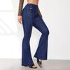 Ladies Fashion Breasted High-Waisted Jeans Ladies Slim Temperament Bell-Bottom Trousers Trousers