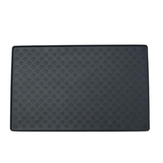 Bite Resistant Non-Slip Bottom Paw Pattern Prevent Spill On Floor Foldable Pet Food Mat Silicone Raised Edge Dog Cat Bowl Mat