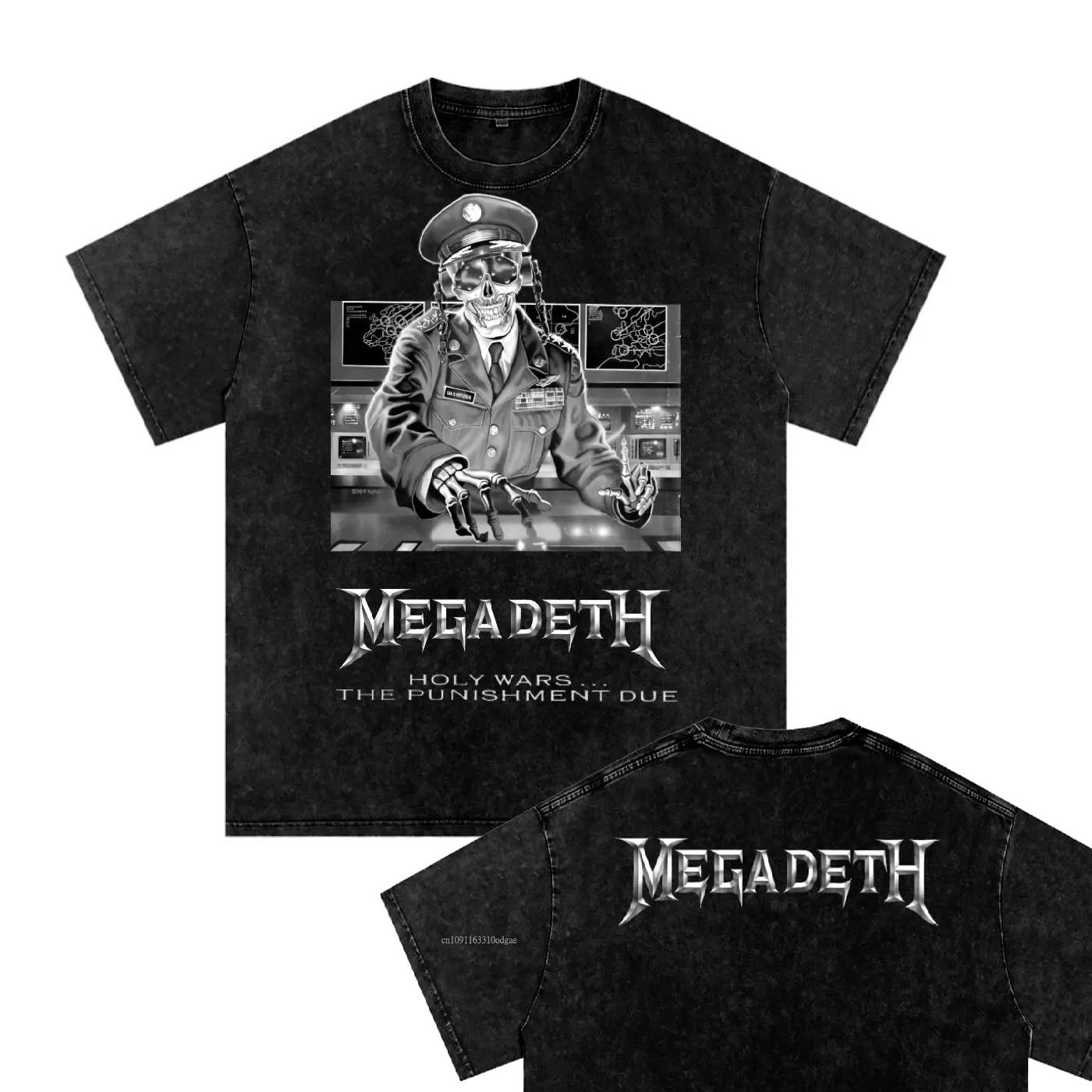 

Футболка MEGADETH Мужская Женская Летняя Винтажная Хип-хоп Футболки Стиранный Хлопок Мужская Футболка с Коротким Рукавом Повседневные Топы Y2K Одежда 3XL