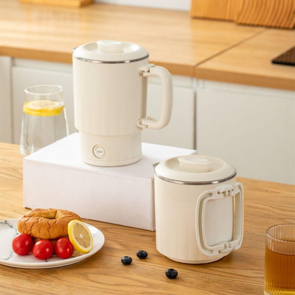 Portable 800ML Electric Kettle 2-in-1 Foldable Rice Cooker 304 Stainless Steel Mini Kettle