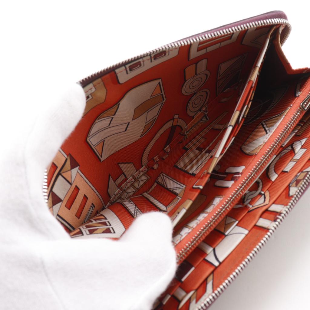 Hermes Azap Long Silk In Purse Wine-red Epsom Women Used