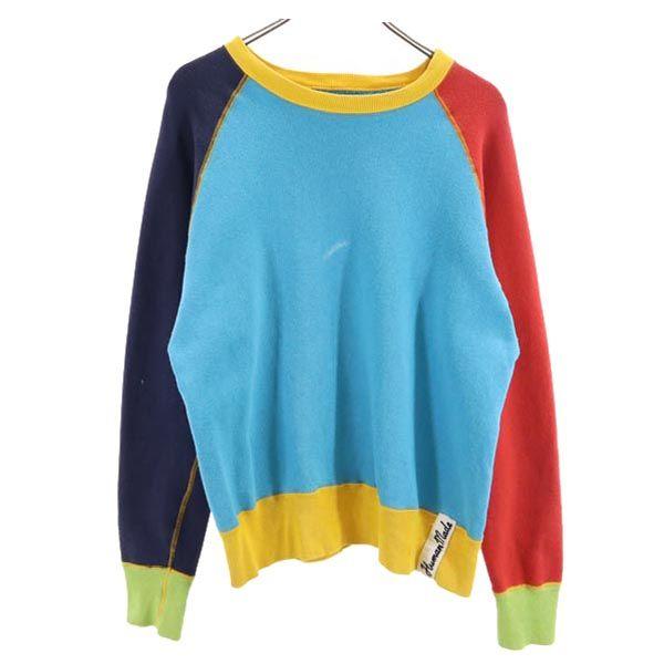 HUMAN MADE Crazy pattern Long sleeve sweat trainer S Blue Back brushed Men's Used