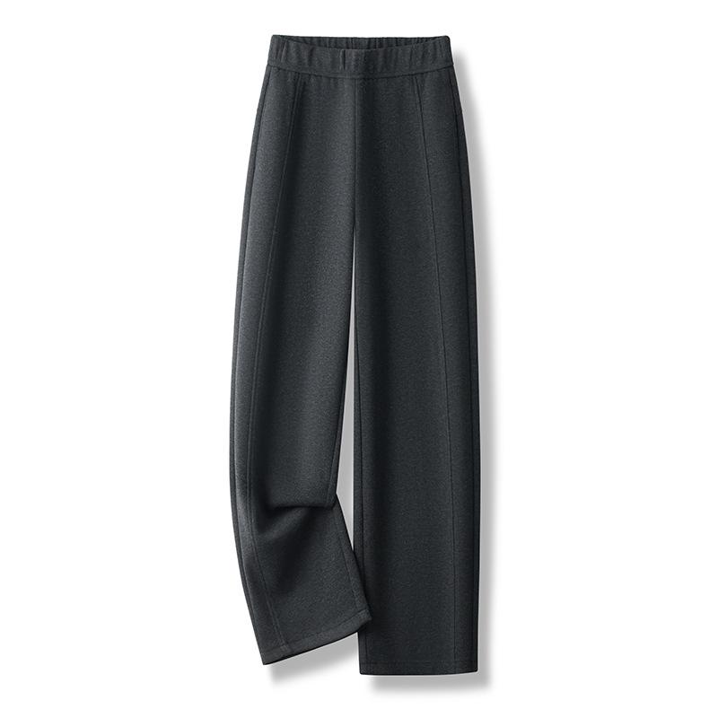 

2025 New Style Women s Purple Woolen Elastic Waist Wide-Leg Pants, Curved Straight Leg for Spring, Autumn, and Winter XL: 115-125 lbs
