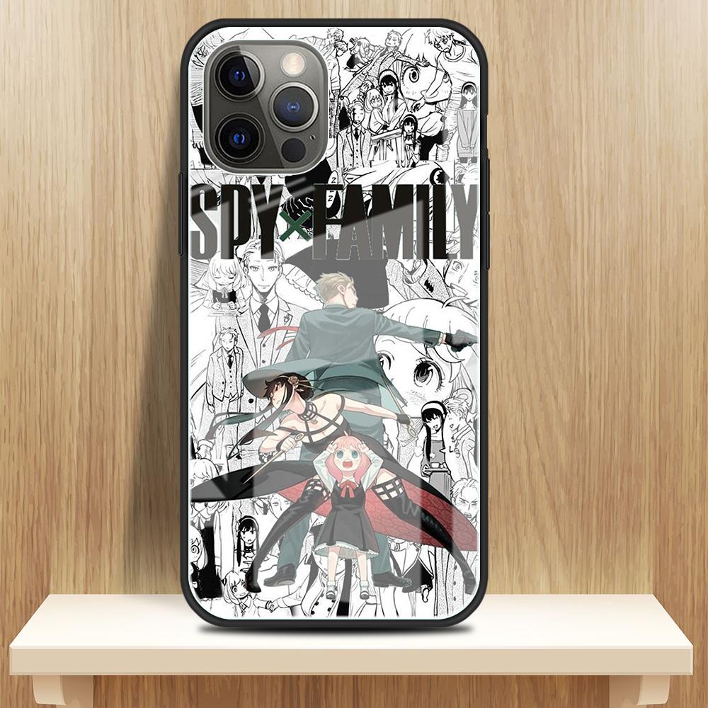 Tempered Glass Case For Apple iPhone 13 12 Mini 11 Pro XS Max SE 2020 XR 7 8 Plus X 6 6S Back Phone Cover SPY FAMILY Anime Funda